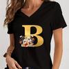 Vintage Flower Alphabet Graphic T Shirts Women Alphabet Rose Gold Essential Women Clothing Gift for Alphabet Floral Lover Tshirt