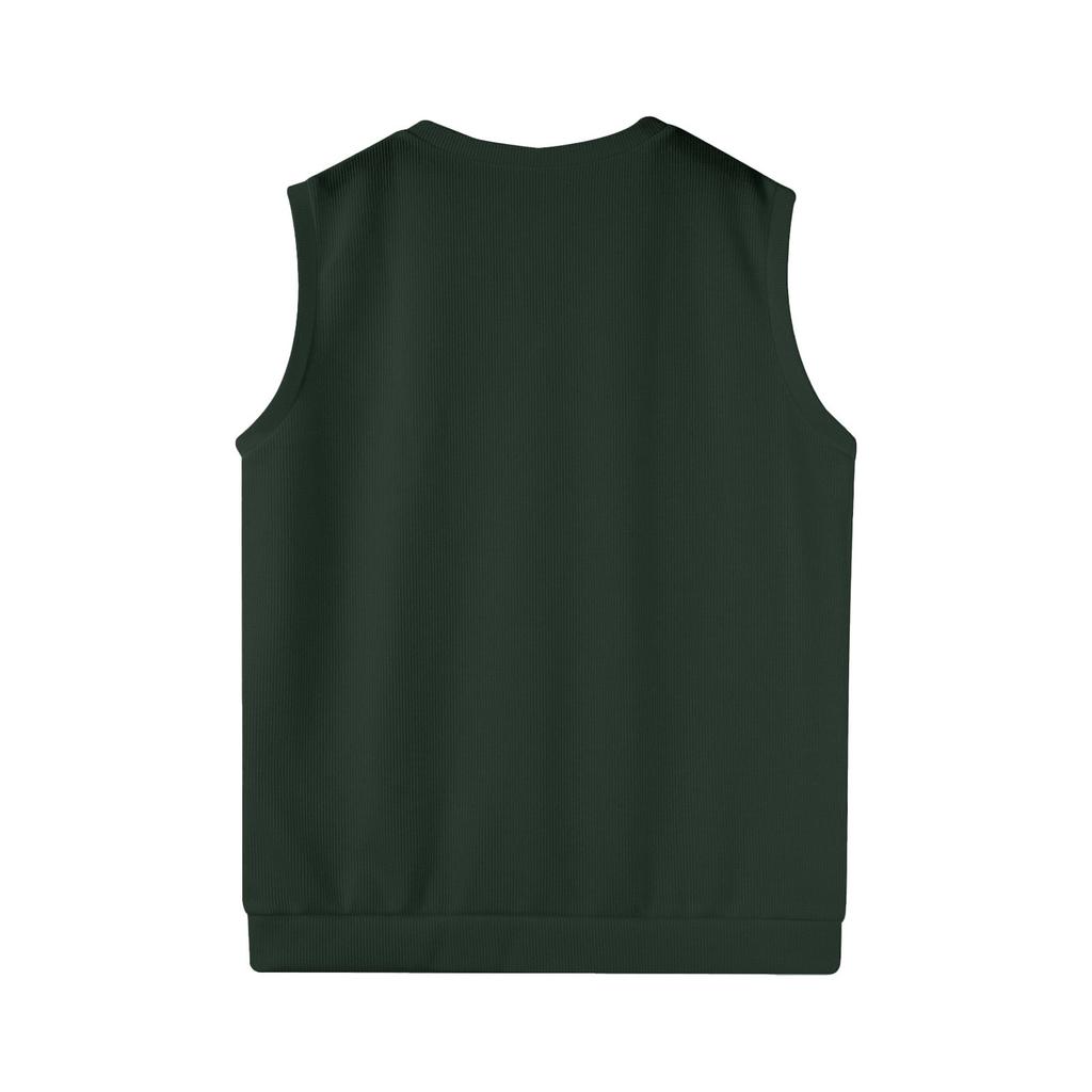 Men's Plaid Printed Sleeveless V-neck Vest Knit Jumper