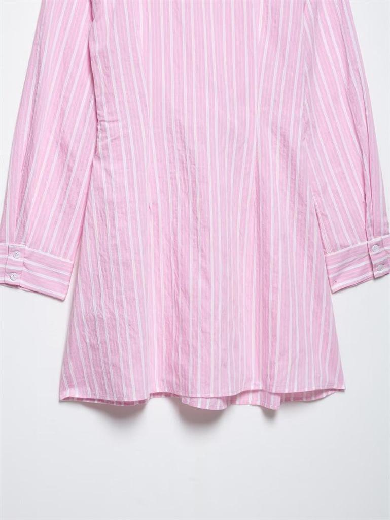 TAOP&ZA Summer Women's Striped V-Neck Long Sleeve Loose Dress