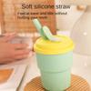 380ML Plastic Cup Silicone Water Cup Portable Cute Straw Sports Water Bottle Children's Birthday Gift