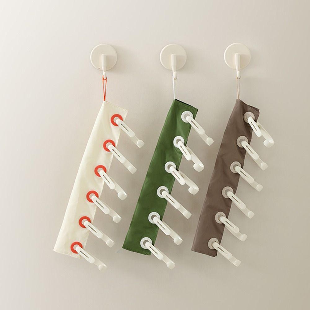 6 Holes Fabric Clothing Clip Removable Hanging Socks Organizer Travel Clothes Drying Rack Outdoor