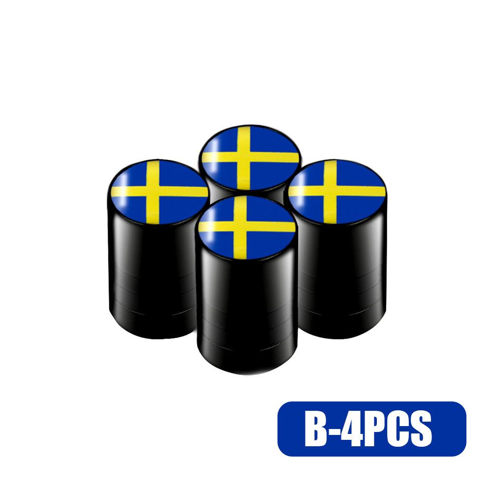 Lot de 4 bouchons de valves de pneus avec emblème du drapeau suédois pour voiture, accessoires de décoration pour Volvo V70 XC60 S60 V60 V40