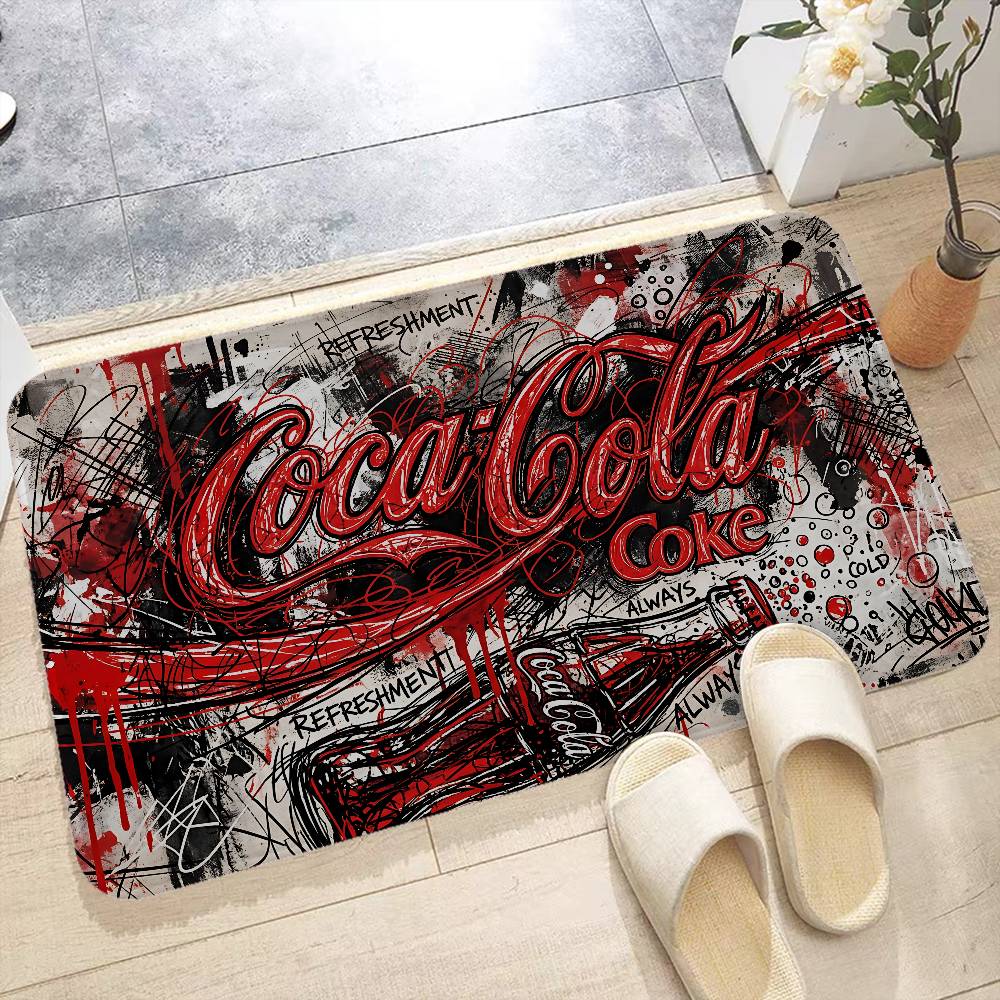Soft Drink Brand C-Coca C-Cola Hallway Carpet Washable Non-Slip Living Room Sofa Chairs Area Mat Kitchen Doormat Area Rug