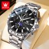 OLEVS 2953 45.5mm Big Dial Men's Watches Stainless Steel Moon Phase Waterproof Chronograph Original Quartz Wrist Watches for Man