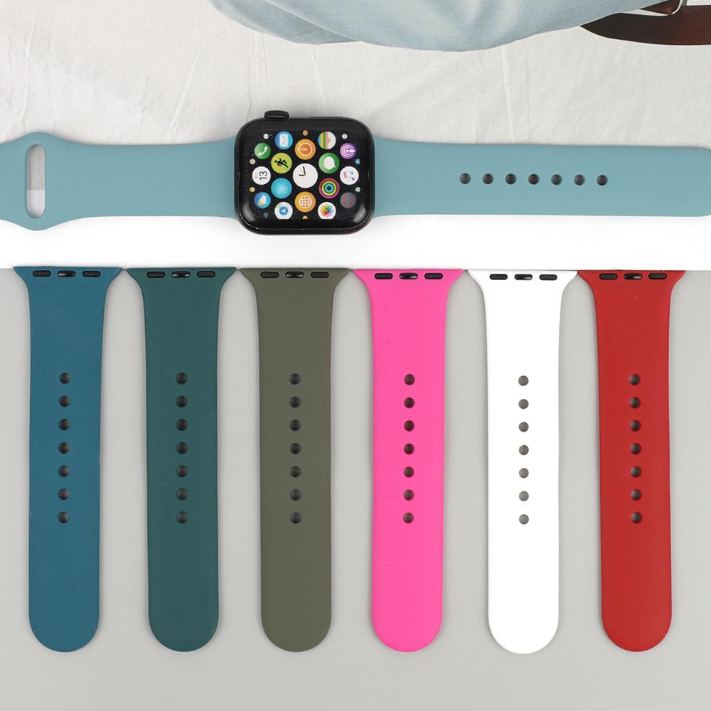 Silicone Watch Band 44mm 40mm 38mm 42mm Sport Loop Bracelet Waterproof Watchband iWatch Series 6 SE 5 4 3