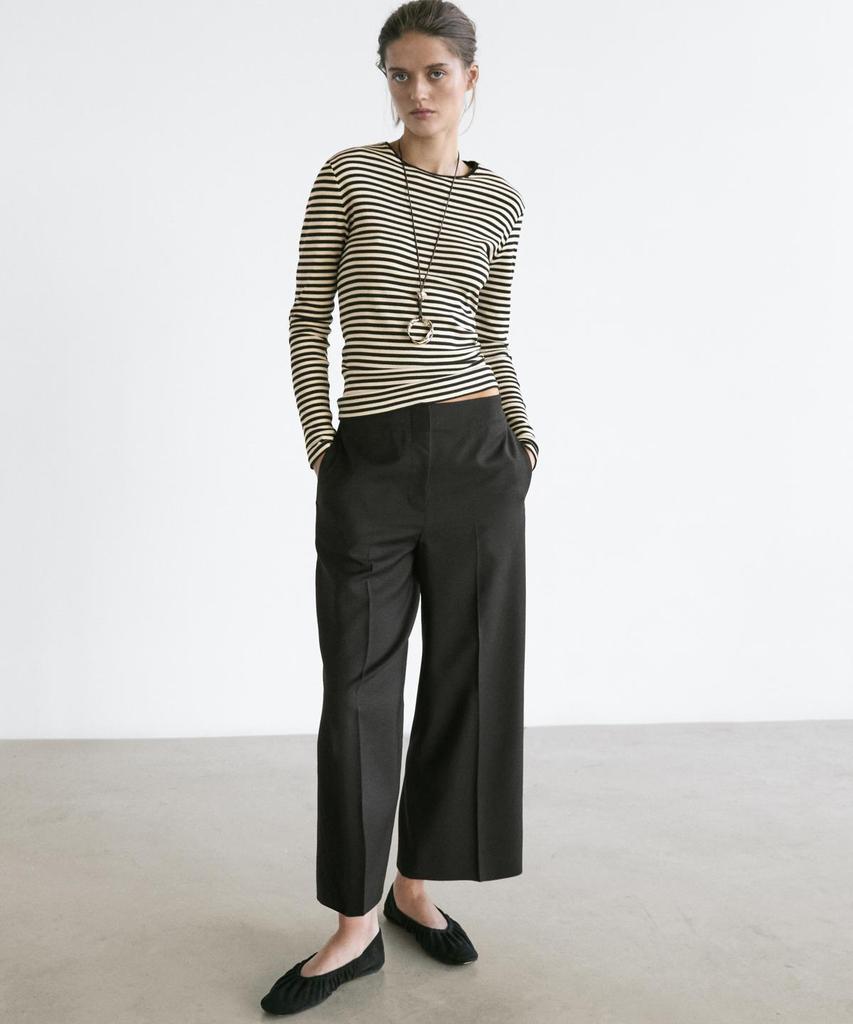 Masimodutti Wool Crop Wide Leg Pants