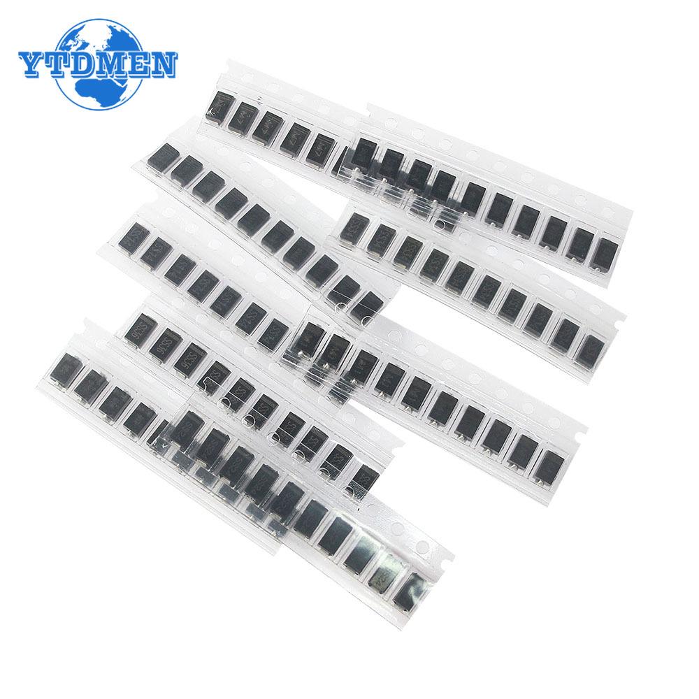 70/90pcs SMD Diode SMA 1N4001 1N4004 1N4007 SS14 SS24 SS34 SS16 SS26 SS36 Rectifier Diodes Circuit Board IC Assort Kit