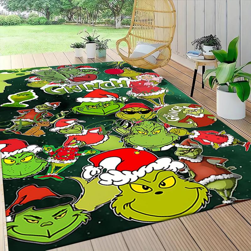 Grinch Christmas Party Carpet Rug Soft Washable Antislip Home Living Room Sofa Mats Personalized Christmas Rug