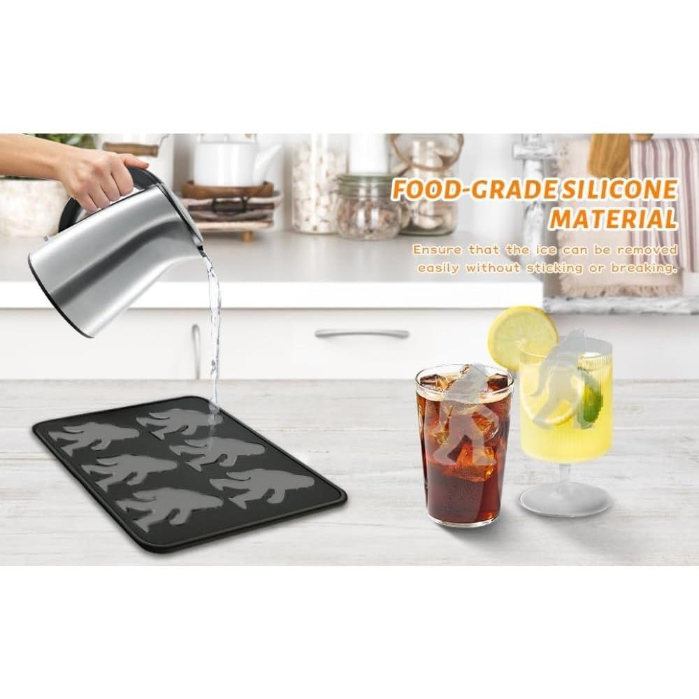 Bigfoot silicone ice cube tray mold, 6 reusable compartments, Bigfoot-shaped ice cube tray, fun DIY ice cube tray, easy to unmold.