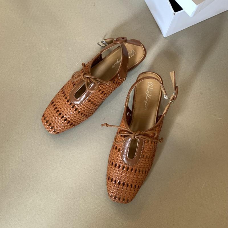 Fashion SUOJIALUN 2025 New Brand Women Sandal Fashion Weave Close Toe Slip On Slingback Shoes Square Low Heel Outdoor Dress Mules Sandal