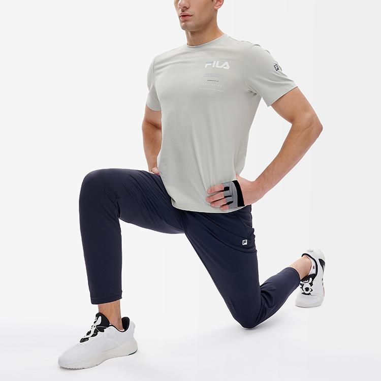 FILA Athletics Knitted Solid Color Sports Pants Men Bottoms Dark-Blue A11M221602FNV
