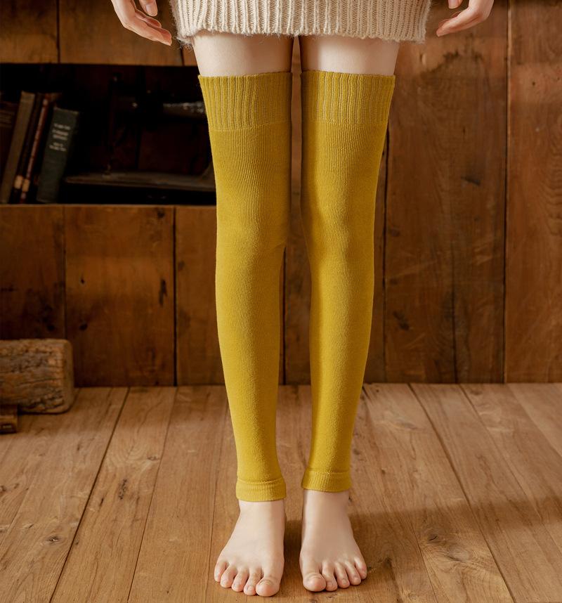 1 paire de bas d'hiver tricotés pour femmes, Protection des jambes, chauds, résistants au froid, élastiques, antidérapants, chauds, doux, ajustés, jambières, chaussettes de cuisse, couvre-pieds