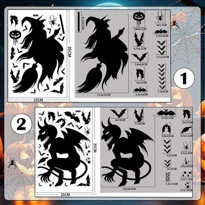 Autocollants de fenêtre - AIMOONSA - Motifs Halloween - PVC - Double face - Réutilisables