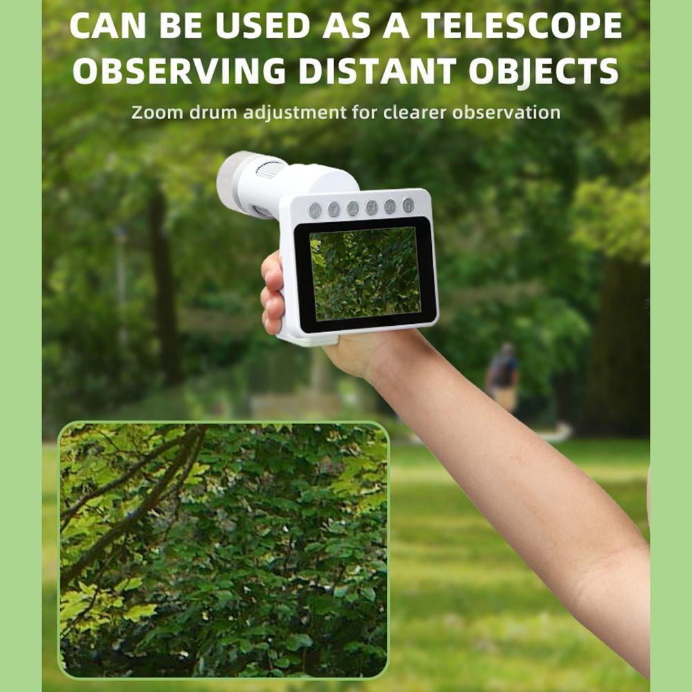 1080P Microscope with Base for Kids 1000X Portable Handheld Telescope 3.5'' HD Screen LED Lighted Pocket Digital Microscope