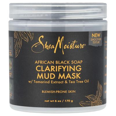 African Black Soap, Clarifying Mud Beauty Mask, with Tamarind Extract and Tea Tree Oil, 170G(6Oz)