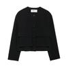 Women Fashion With Pockets Black Single Breasted Bomber Jackets Vintage O-Neck Long Sleeves Female Chic Lady Outfits