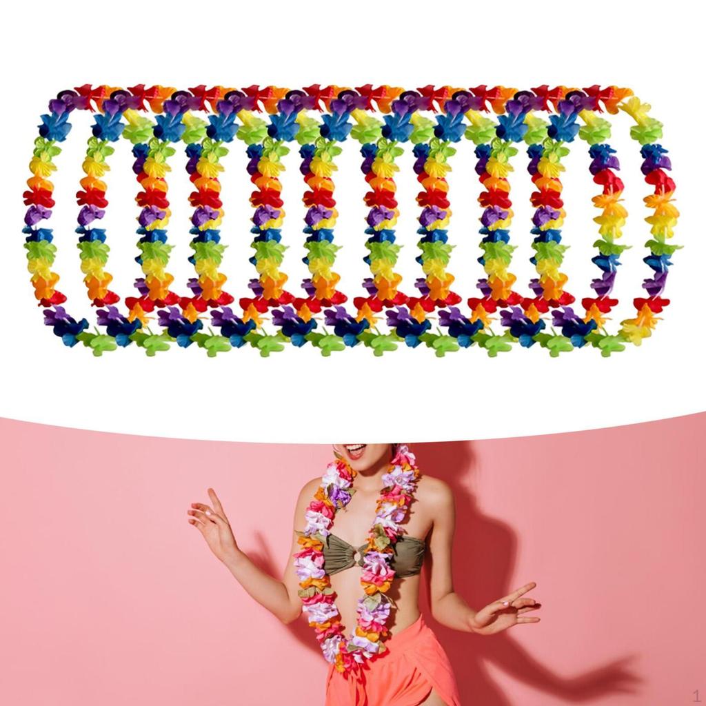 10 Pieces Hawaiian Leis Floral Lei Garland Tropical Flower Skirt Dance Accessories for