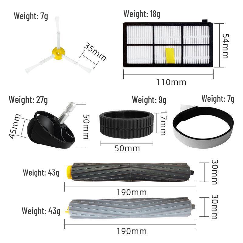 Compatible Accessories for iRobot 800 Series: Main Brush, Side Brush, Filter for Models 880/870/980/990