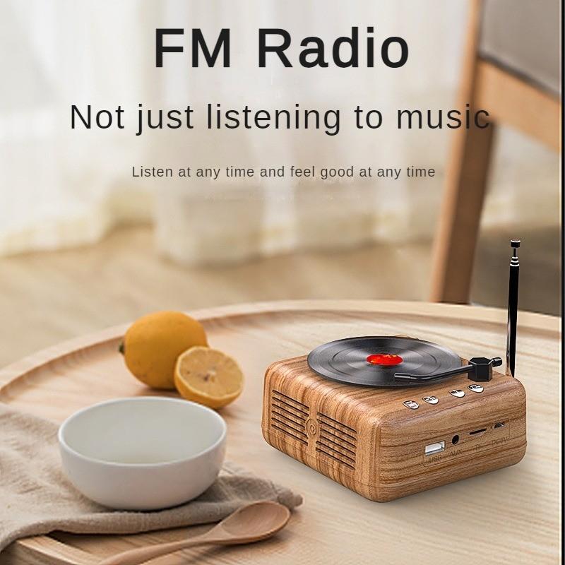 Vintage Vinyl Record Machine HIFI Sound Effects Super Standby Radio Portable Large Battery Bluetooth Speaker New 112.4*105*57mm