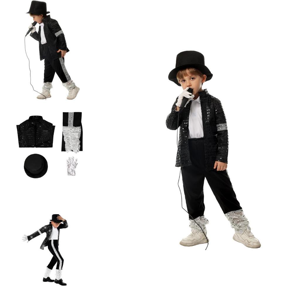 Mj Michael Jackson Cosplay Costume For Kids With Print For Stage Dance Performance