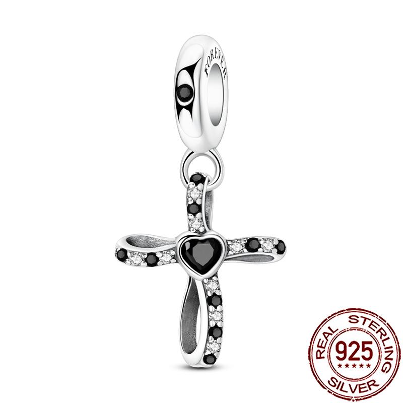 Charms Copper Angel Crucifix Cross Dangle Religious Beads Fit Snake Chain Bracelet Necklace Women Diy Jewelry