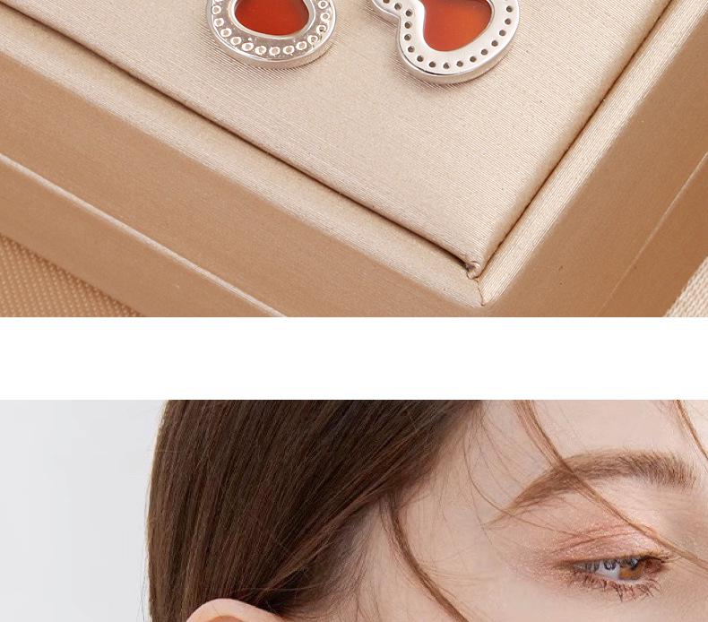 S925 Sterling Silver Gourd Rhinestone-Inlaid Stud Earrings