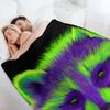Purple and Green Raccoon Throw Blanket Soft Plush Plaid Christmas Gifts Christmas Decoration Thins Blankets