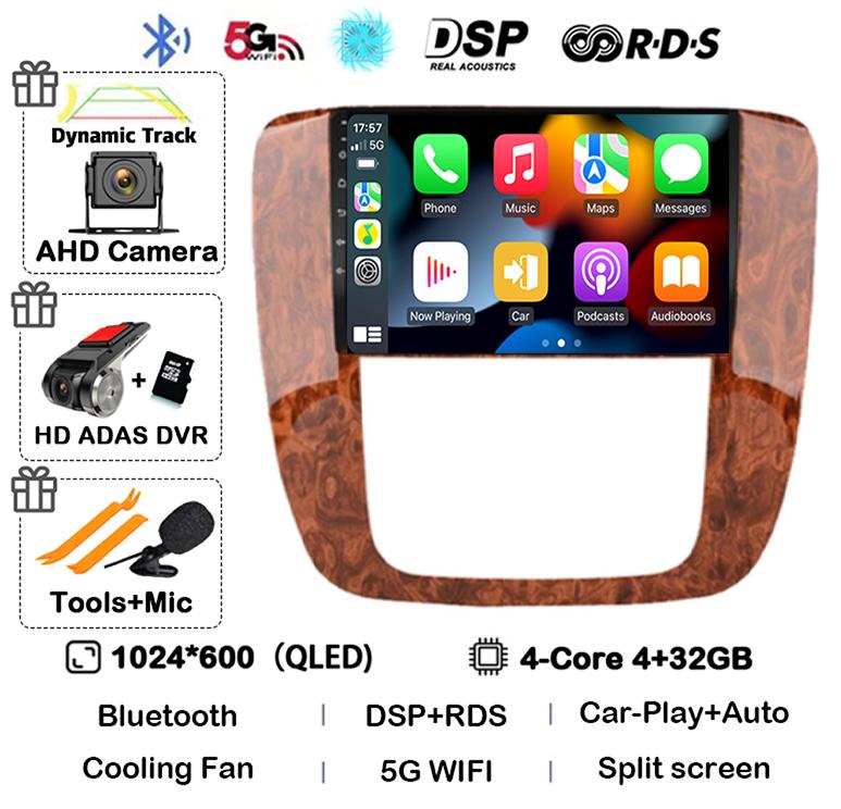 Android 14 Carplay Auto WIFI+4G For GMC Yukon Chevrolet Tahoe Suburban 2007-2012 GPS Car Radio Multimedia Video Player Stereo