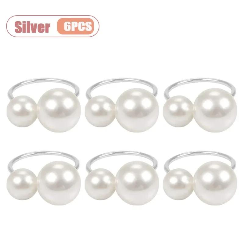 1-24PCS Large and Small Pearl Metal Napkin Rings Wedding Party Holiday Christmas Dinner Decor Gift for Banquet Table Setting