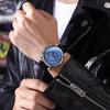 Starry Sky Watch Genuine Leather Strap Roman Alphabet Analog Display Luminous Calendar Moon Phase 3ATM Waterproof Quartz Leisure Business Stylish
