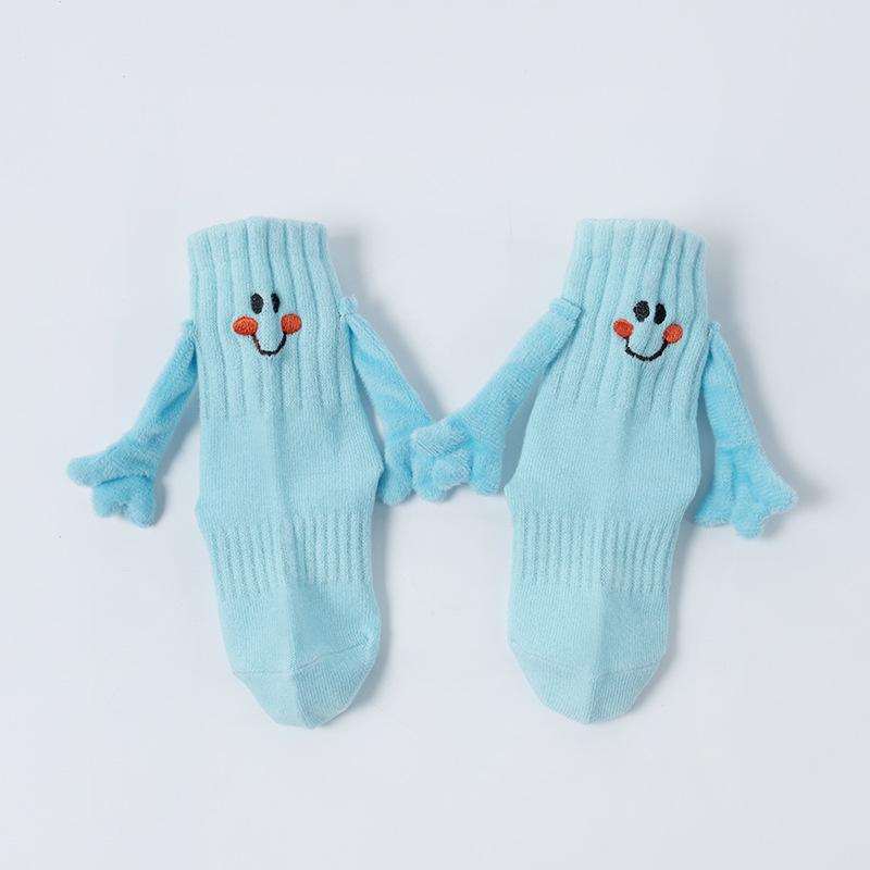 New Children's Magnetic Hand-holding Socks Soft Cute Smile Kids Socks for Boy Girl Funny Magnetic Socks Christmas Festival Gifts