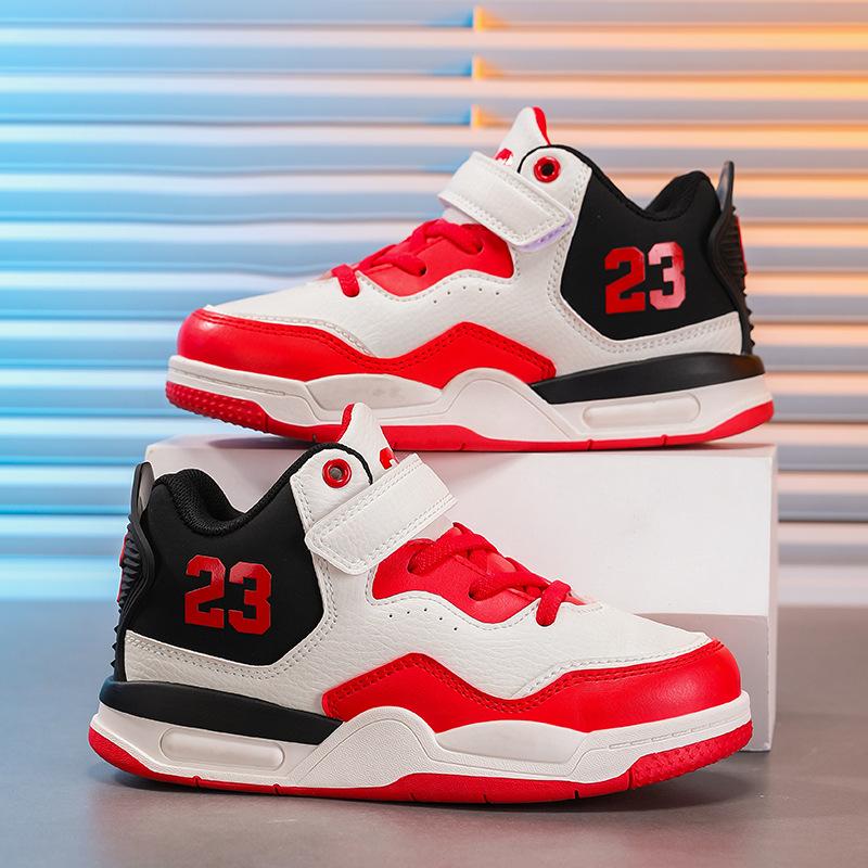 Boys' High-Top Leather Basketball Shoes - 2025 Winter Collection for Primary & Older Students