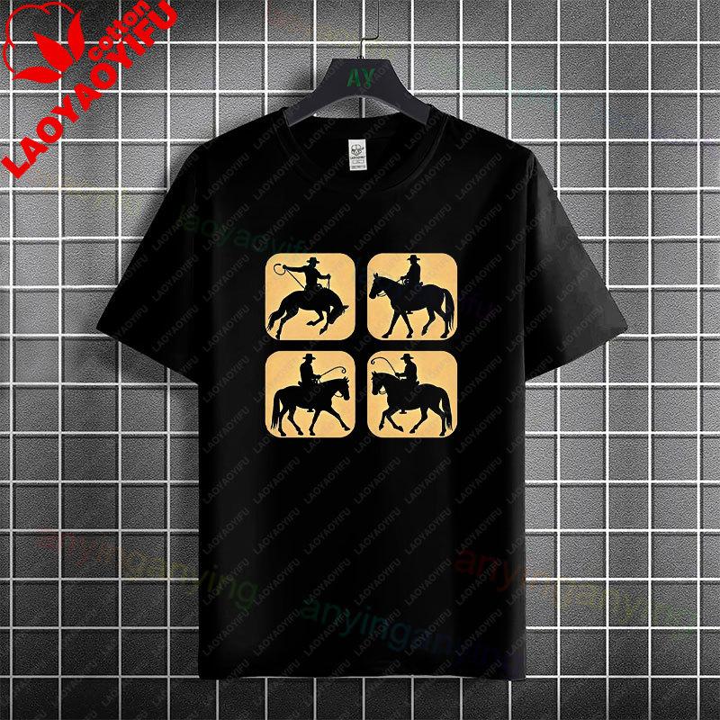 Unisex Unisexs Casual Graphic Tshirt With Western Horse Barrel Racing Design 100 Cotton Short Sleeve Round Neck Tshirt
