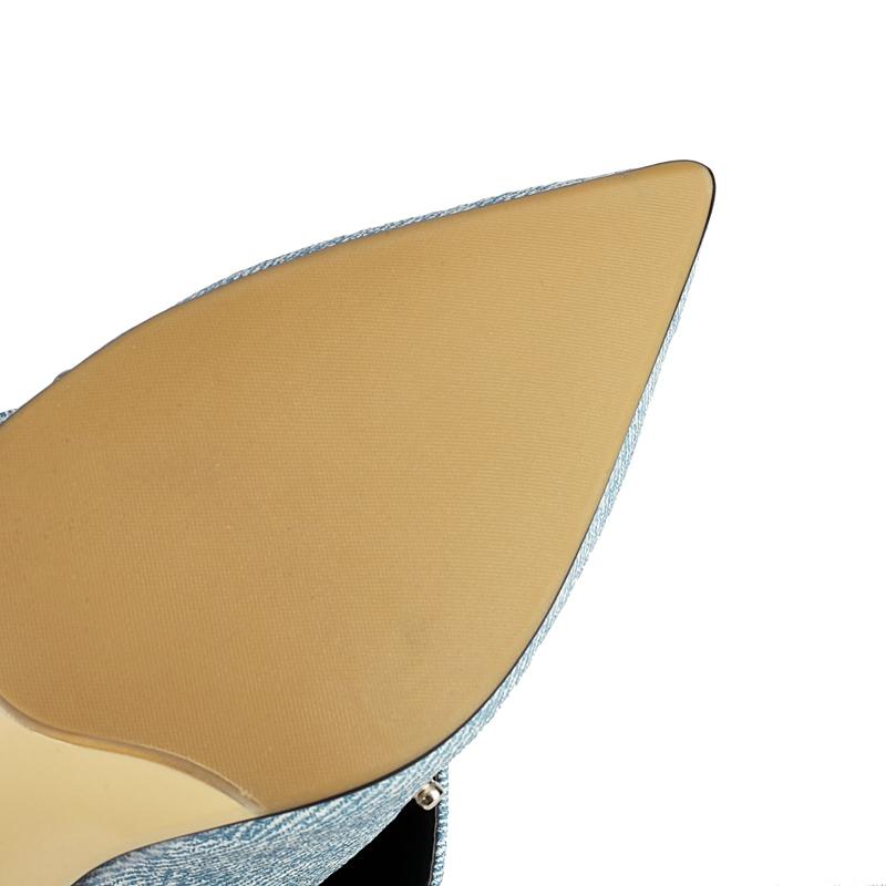 Fashion Women's New Spring and Autumn Pointed Fashion Runway, Metal Rivet Pleated Denim, High Heels, Plus Knee High Boots