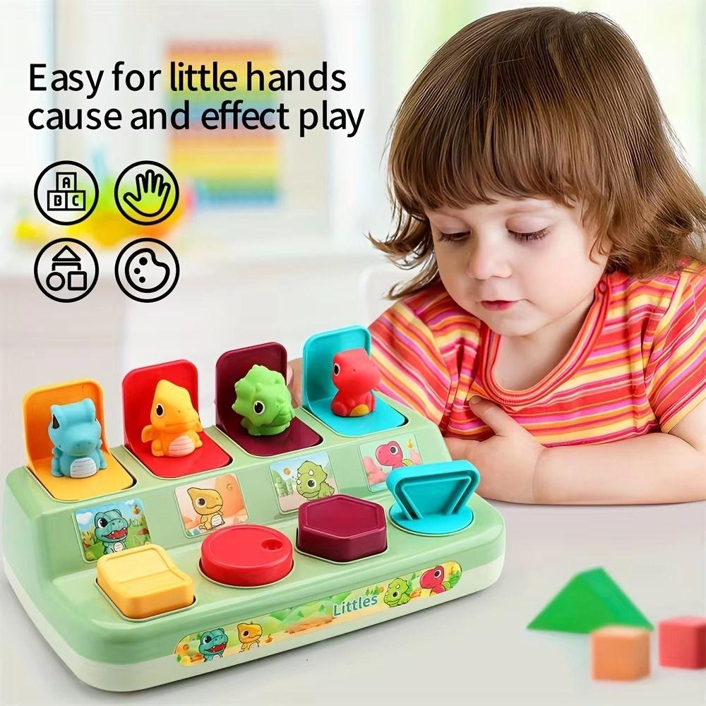Button Interactive Animal Toy Box Cartoon Animals Activity Pop Up Toy Dinosaur Switch Box Children