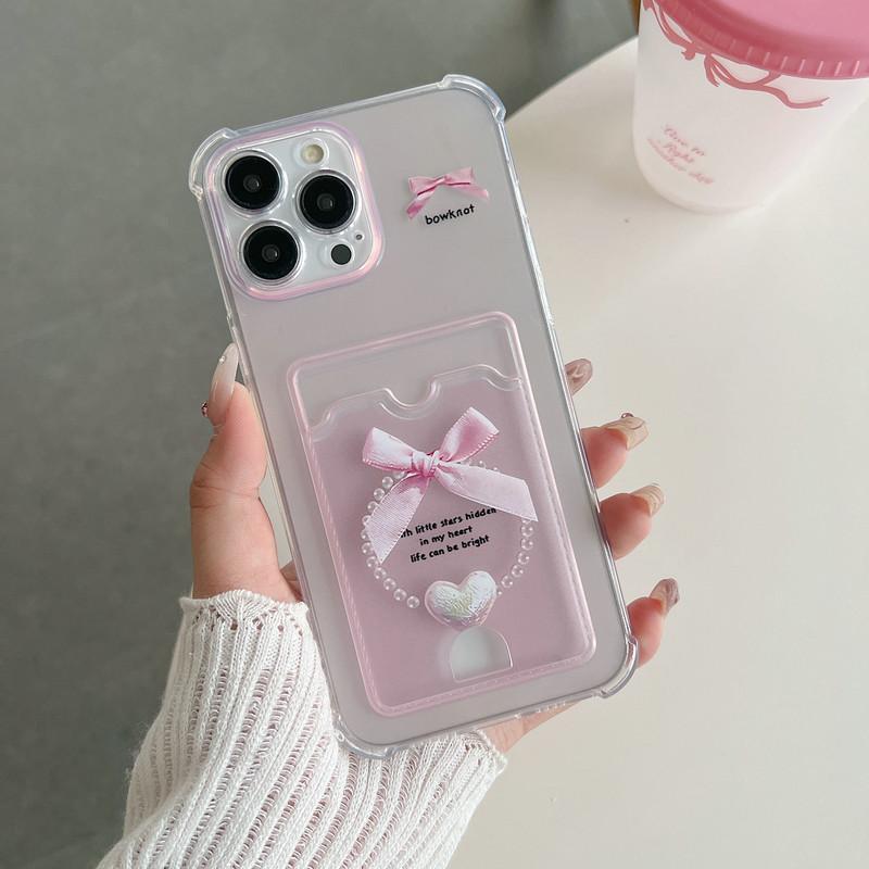 Lovely Bowknot Printed Soft TPU Clear Shockproof Casing Protective Cover Transparent Full Back Case