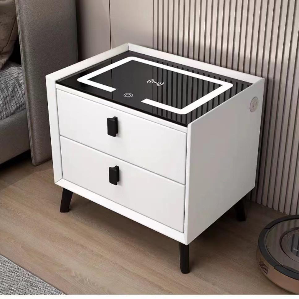 Modern Luxury Smart Bedside Table with Wireless Charging & Multifunctional Storage