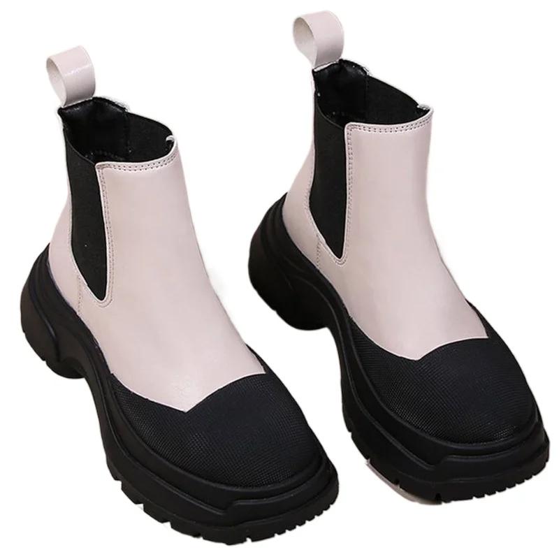 Mode Chelsea Stiefel Plattform Chunky Frauen Schuhe Frühling Herbst Casual Sport Schuhe Schnee Stiefeletten Punk Goth Fad Mujer Zapatillas