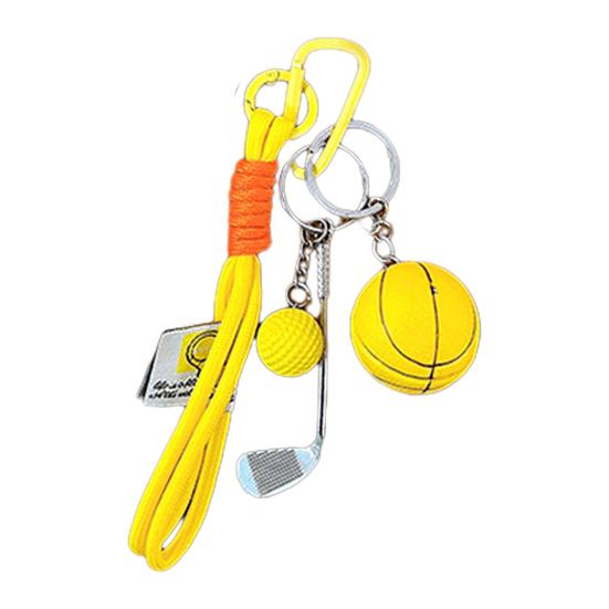 Keychain Sports Pendant with Braided Rope Metal Carabiner Mini Basketball Golf Clubs Charm Key Chain Bag Hanger Accessory
