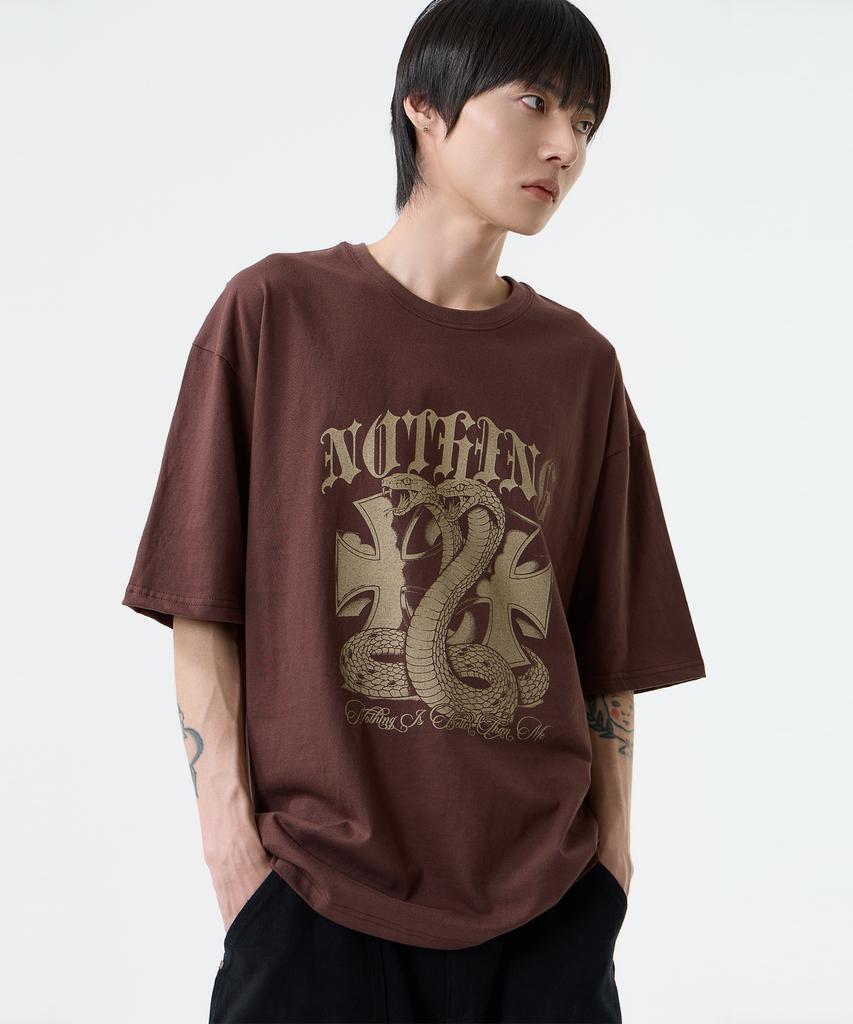 Nasttingijeubeleoldaenmi Snake Graphic Tee_Brown