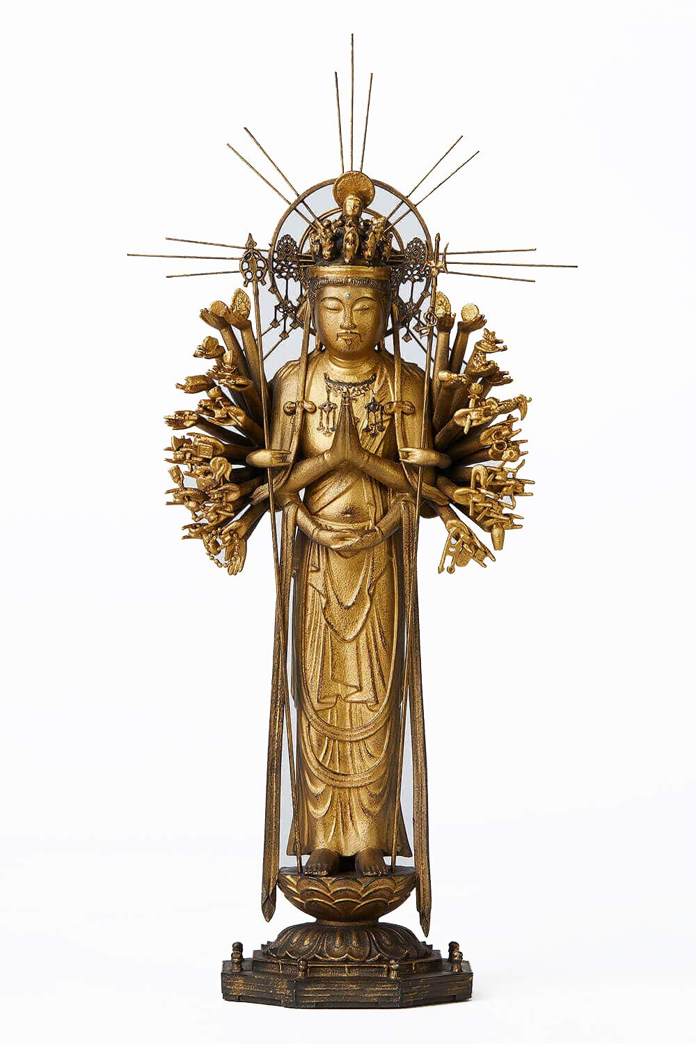 

Isumu TanaCOCORO [Palm] Thousand-Armed Kannon ~Kei School~ (2018/9 Repainted) Buddhist Statue by Isumu MORITA (Senju Kannon) tc3531
