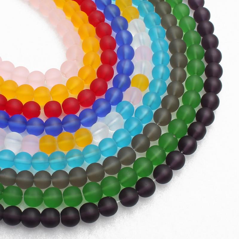 

8MM Многоцветные тусклые польские матовые стеклянные бусины матовые круглые бусины для изготовления ювелирных изделий 15