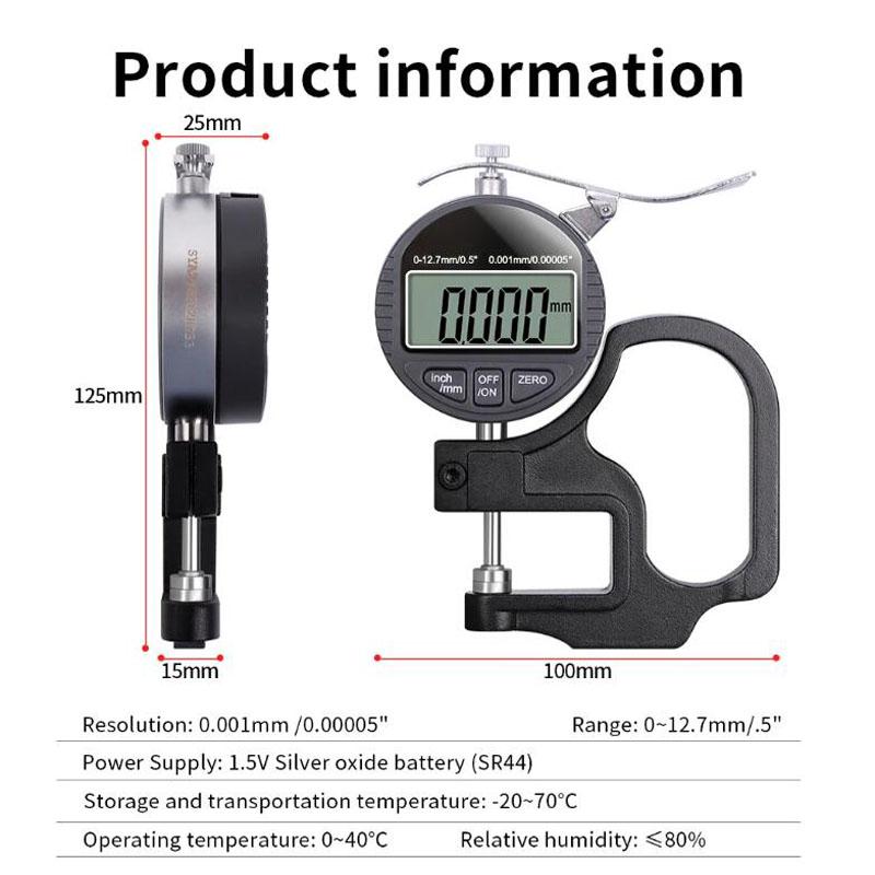 Digital Micrometer Thickness Gauge Width Measuring Tool Electronic Thickness Meter Measure Thickness Of Paper Cloth Metal 0.01mm