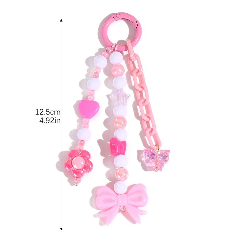 

Y2K Trendy Creative Beaded Keychain Personalized Versatile Keyring Phone Lanyard For Girls Bag Pendant Key Hanging Decoration A1