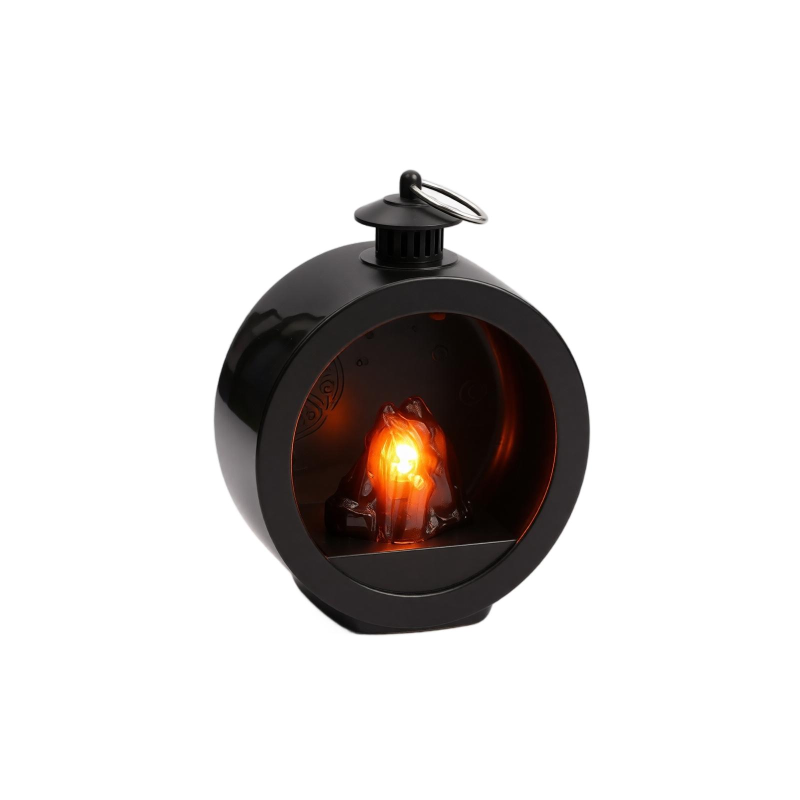 Round Simulated Flame Fireplace Lamp Decorative Tabletop Hanging Light for Housewarming Holiday Home Decor