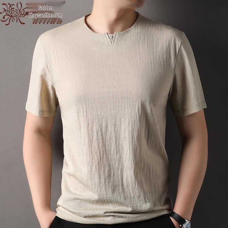JINJU Men's Cotton Blend Round Neck Short Sleeve T-Shirt
