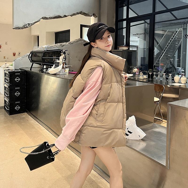 

New Autumn and Winter Down Cotton Vest for Female Students Korean Style Loose Waistcoat Outer Wear Versatile Vest Vest Jacket XXL