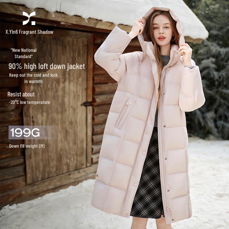 Women s Puffy Mid-Length Hooded Down Jacket L