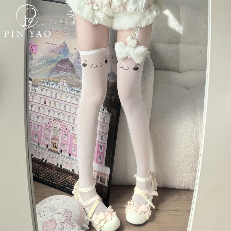 Cute Printed Socks Long Tube Knee Socks Jk Thigh Socks Japanese Two-Dimensional Black Stockings High Tube Socks