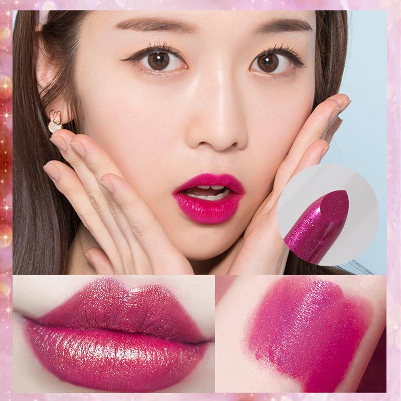 

Cosnini Маленькая мерцающая перламутровая помада для макияжа оттенка «Розово-пурпурный Драконий фрукт» - Стойкая, Не отпечатывается. 3.5g